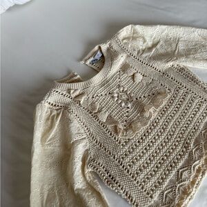 Cream Crochet Lace Top